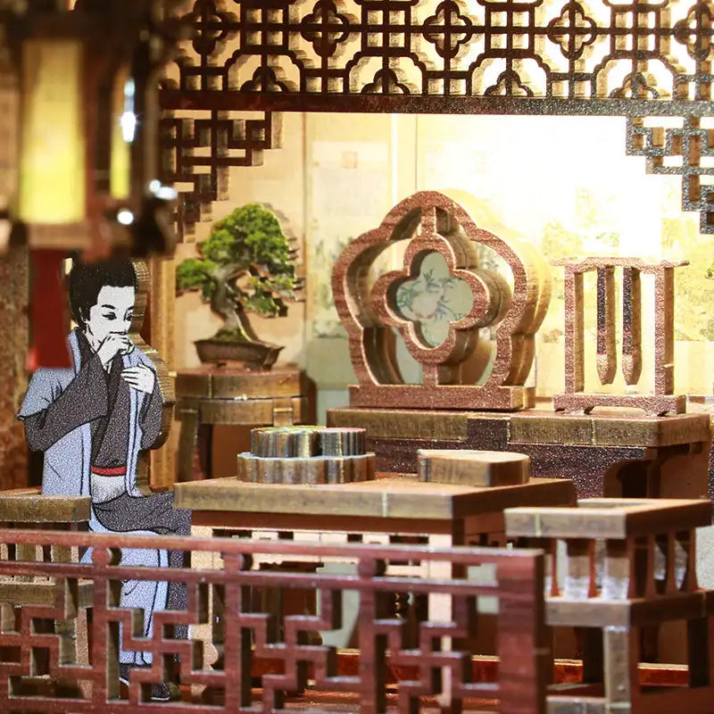 Złożony Book Nook Elegant Song Dynasty na półce z książkami