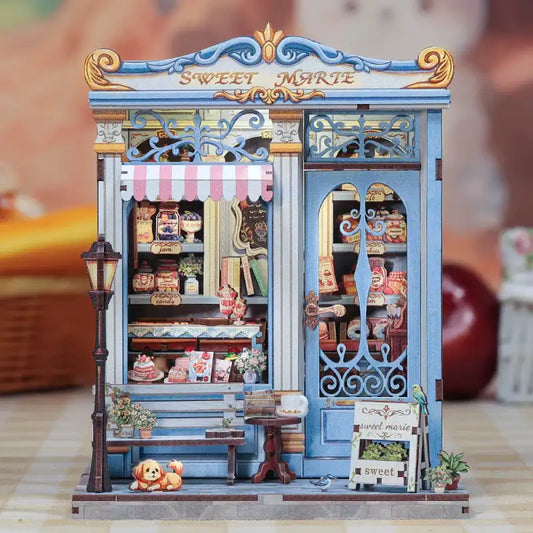 Book Nook Sweet Marie – pastelowy sklepik o poranku, diorama DIY z oświetleniem LED