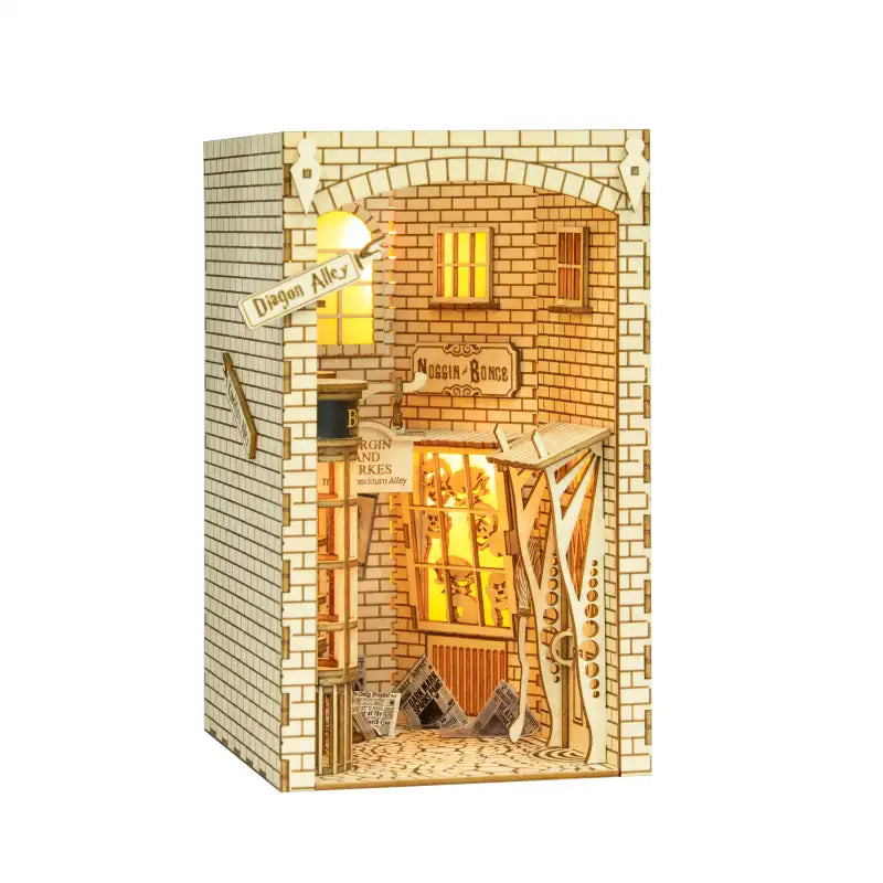 Book Nook Wizard Alley – detale miniaturowej uliczki czarodziejów