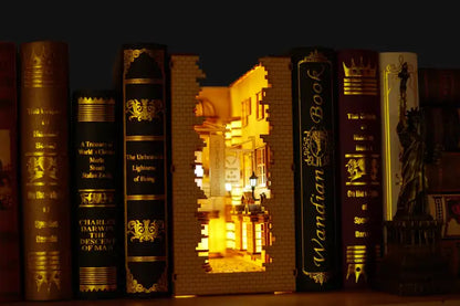 Book Nook Three Floor Wizard Alley – miniaturowe szyldy i witryny sklepów