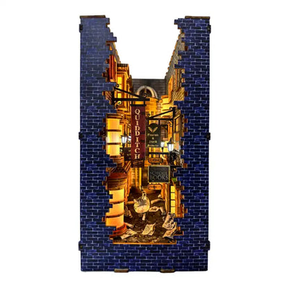 Book Nook Three Floor Wizard Alley – trójpoziomowa magiczna uliczka czarodziejów, diorama DIY z LED