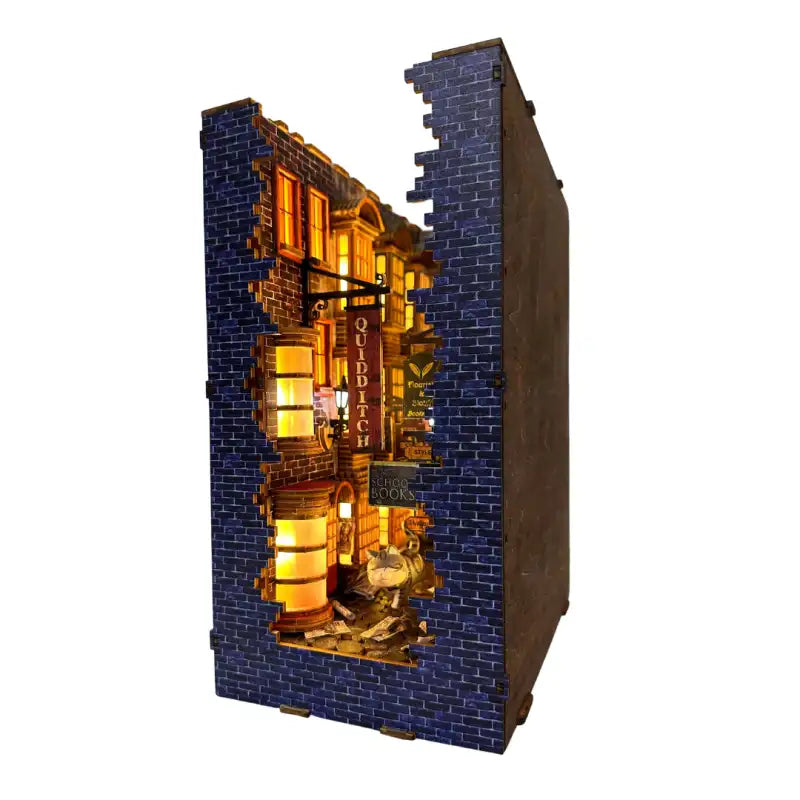 Book Nook Three Floor Wizard Alley – widok całej uliczki na trzech piętrach