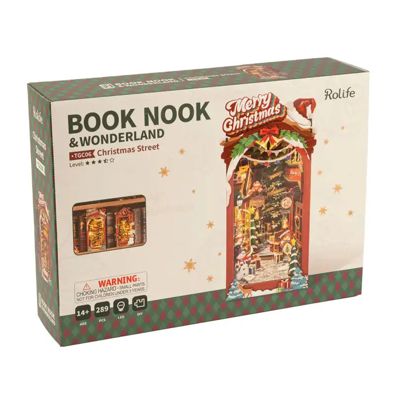 Złożony Book Nook Christmas Indoor Scene na półce z książkami