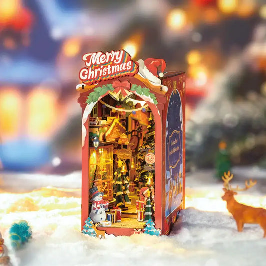 Book Nook Christmas Street – zimowa świąteczna uliczka, diorama DIY z oświetleniem LED