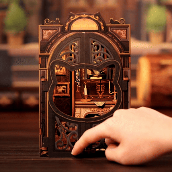 Book Nook Count Cat Study GIF