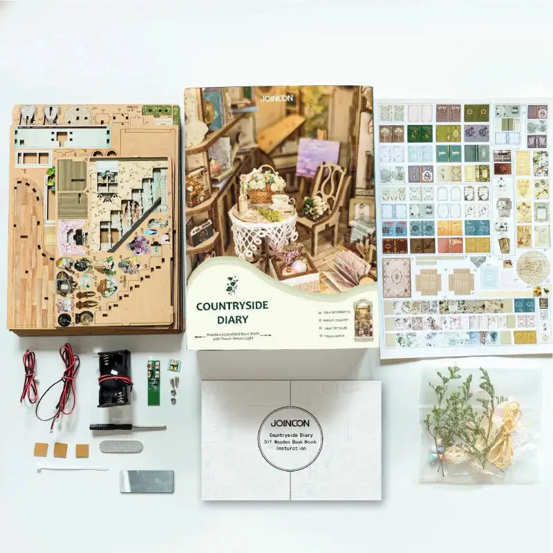 Złożony Book Nook Countryside Diary na półce z książkami