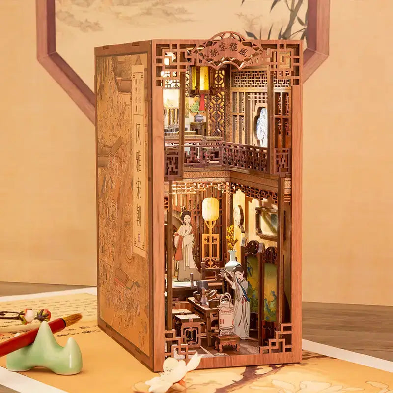 Book Nook Elegant Song Dynasty – zbliżenie na dachy pawilonów