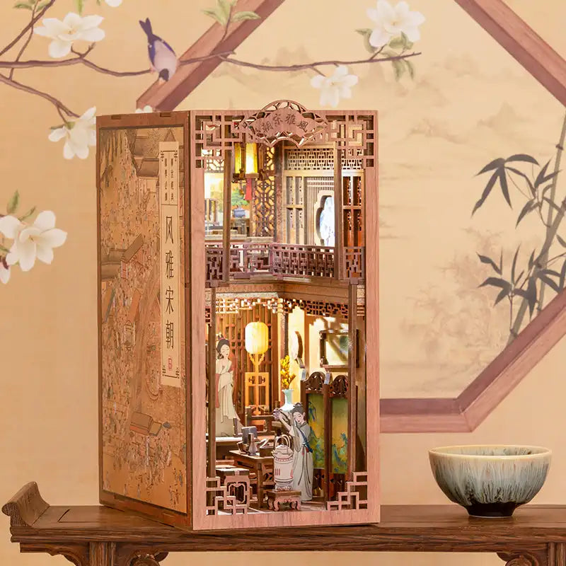 Book Nook Elegant Song Dynasty – widok z boku chińskiej dioramy