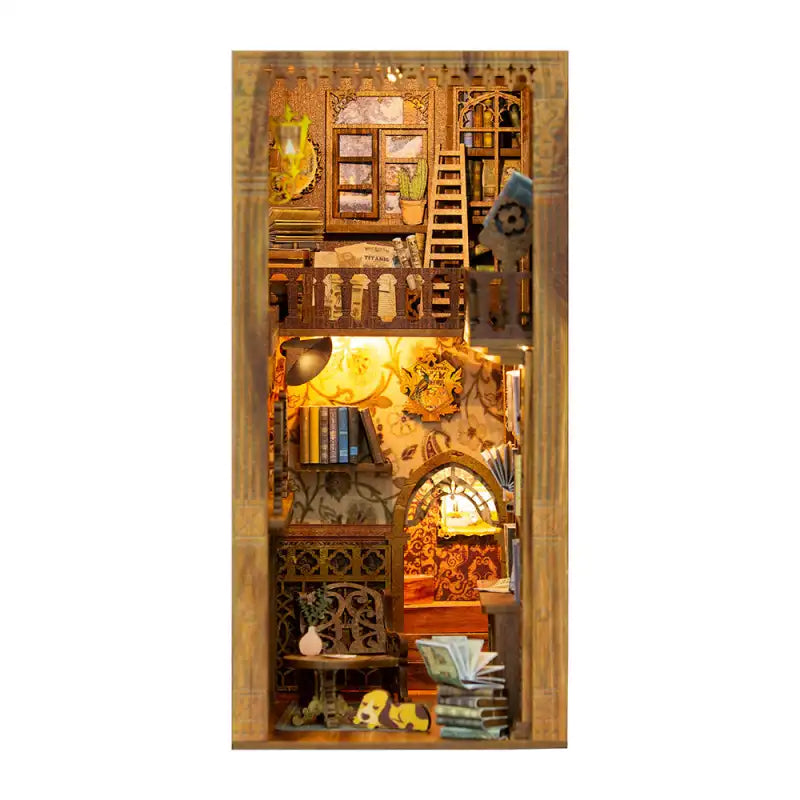 Book Nook Eternal Bookstore – półki pełne miniaturowych książek, detale