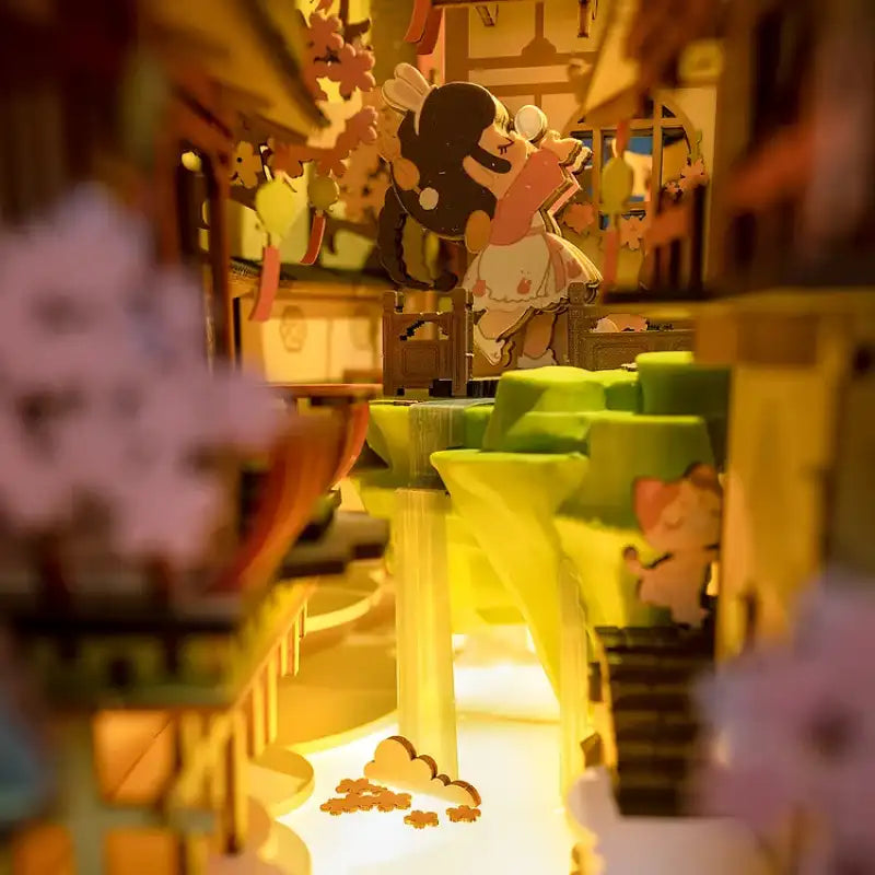 Book Nook Falling Sakura – płatki kwitnącej wiśni w miniaturze, detale