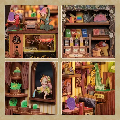 Book Nook Fantasy Plant Shop – oświetlenie LED podkreślające scenerię