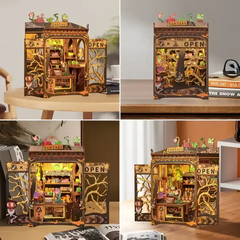 Book Nook Fantasy Plant Shop – detale miniaturowych roślin i kwiatów