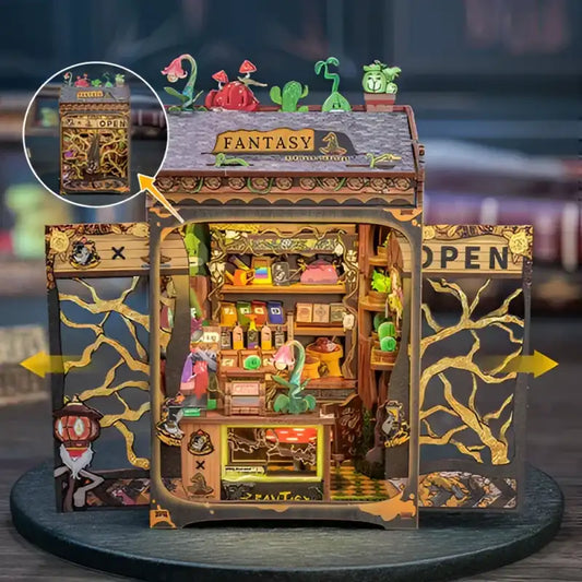 Book Nook Fantasy Plant Shop – magiczny sklep z roślinami, diorama DIY z oświetleniem LED