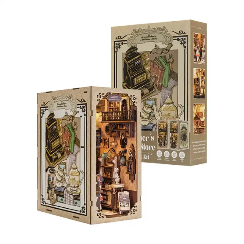 Złożony Book Nook Grandfathers Antique Store na półce z książkami