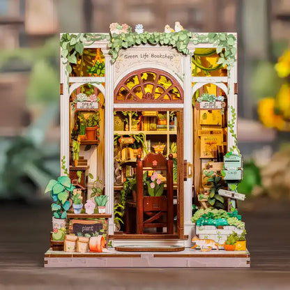 Book Nook Green Life Bookshop – księgarnia pełna zieleni, diorama DIY z oświetleniem LED