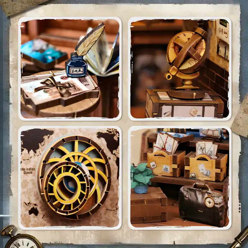 Book Nook Journey Trace Bookshop – widok z boku miniaturowej księgarni