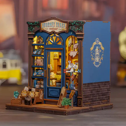 Book Nook Journey Trace Bookshop – półki pełne książek w miniaturze, detale