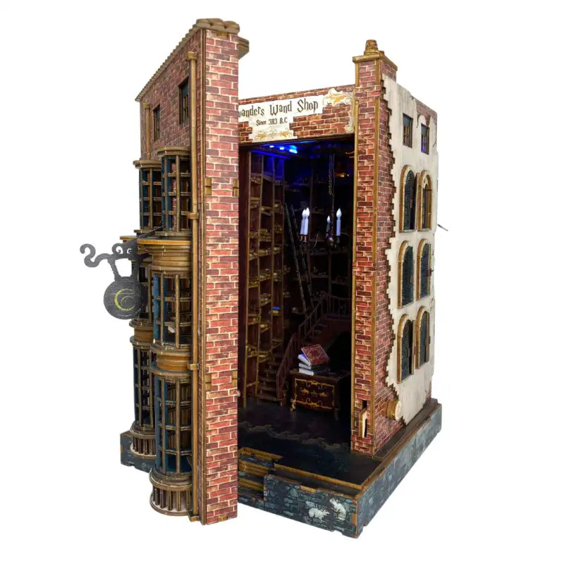 Book Nook Wizard Wand Shop – półki z różdżkami w miniaturze, detale