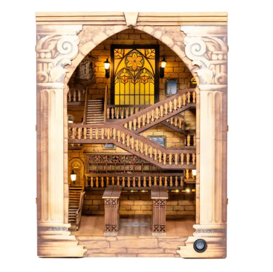 Book Nook Enchanted Grand Library – magiczna wielka biblioteka, diorama DIY z oświetleniem LED