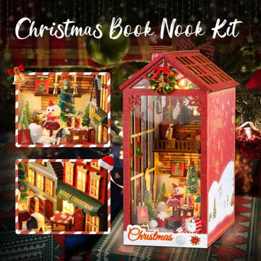 Book Nook Christmas Music Room – świąteczny pokój z pozytywką, drewniana diorama DIY z oświetleniem LED