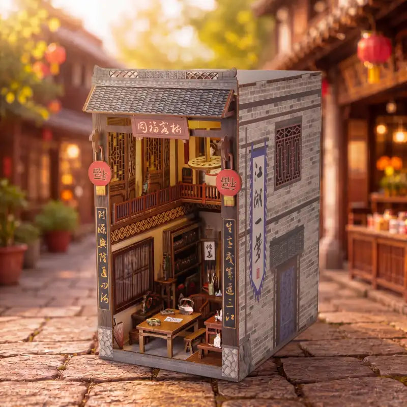 Book Nook Lantern Pavilion – czerwone lampiony w scenerii dioramy