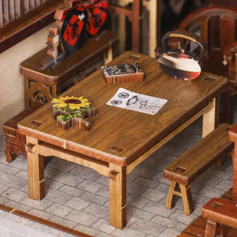Book Nook Lantern Pavilion – widok z boku azjatyckiej dioramy