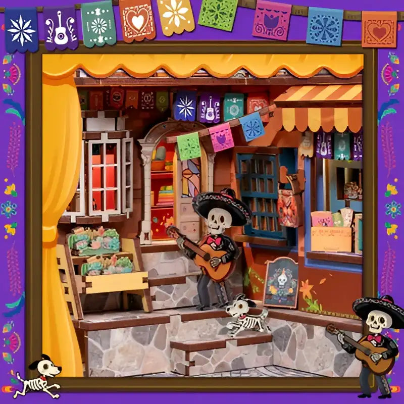 Book Nook Plaza De Los Muertos – detale drewnianych elementów DIY