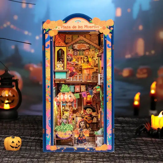Book Nook Plaza De Los Muertos – meksykańska uliczka święta zmarłych, diorama DIY z LED