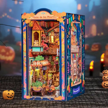 Book Nook Plaza De Los Muertos – kolorowe dekoracje Dia de los Muertos, detale