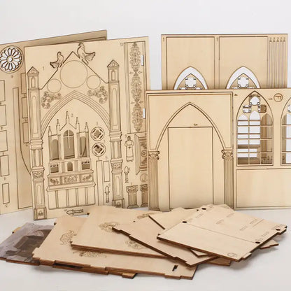 Book Nook Church Prayer – wnętrze kameralnego kościoła w miniaturze, detale
