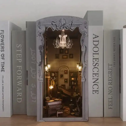 Book Nook Secret Piano Room – muzyczny pokój z fortepianem, diorama DIY z oświetleniem LED