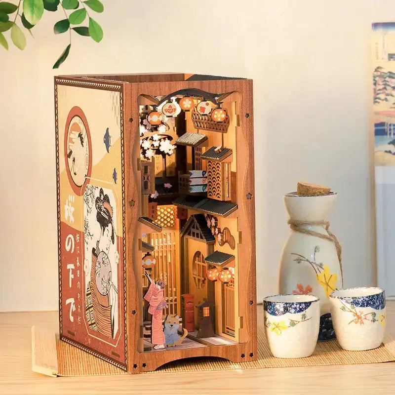 Book Nook Sakura Tree – detale drewnianych elementów DIY
