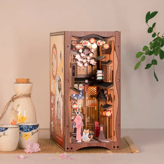 Book Nook Sakura Tree – japoński bar Izakaya pod sakurą, diorama DIY z oświetleniem LED