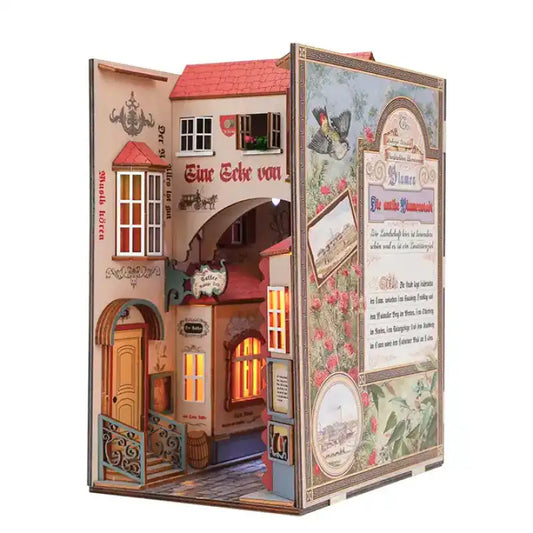 Book Nook Ancient Flower City – stare miasteczko tonące w kwiatach, diorama DIY z LED