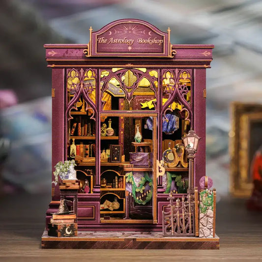 Book Nook Astrology Bookshop – ezoteryczna księgarnia pełna gwiazd, diorama DIY z LED