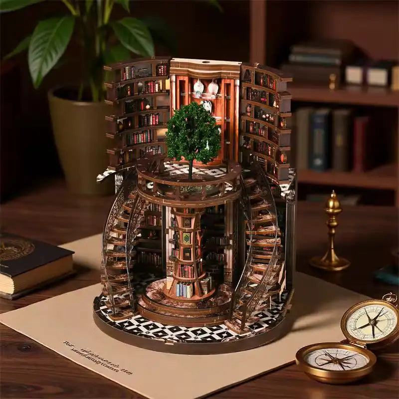 Złożony Book Nook Wisdom Ring Book Repository na półce z książkami