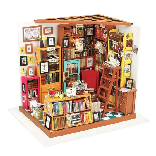 Miniaturowy domek Biblioteka Sama – zestaw DIY z LED – gotowy model
