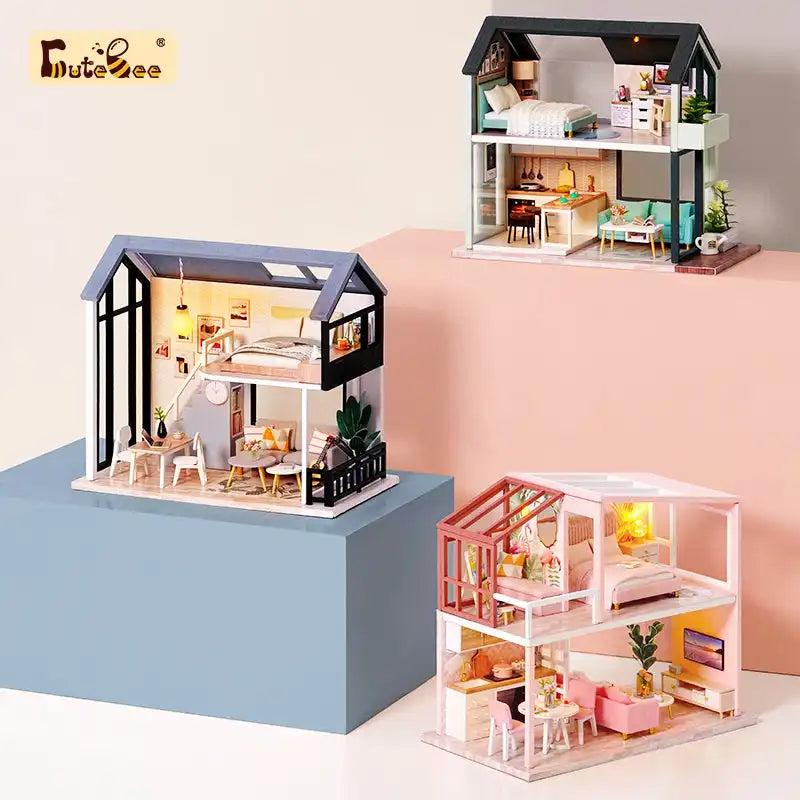 Miniaturowy domek Skromne mieszkanie – zestaw DIY z LED – gotowy model