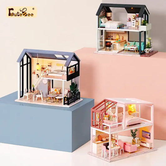 Miniaturowy domek Skromne mieszkanie – zestaw DIY z LED – gotowy model