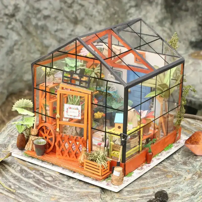 Miniaturowy domek Szklarnia Cathy – zestaw DIY z LED – gotowy model