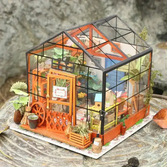 Miniaturowy domek Szklarnia Cathy – zestaw DIY z LED – gotowy model