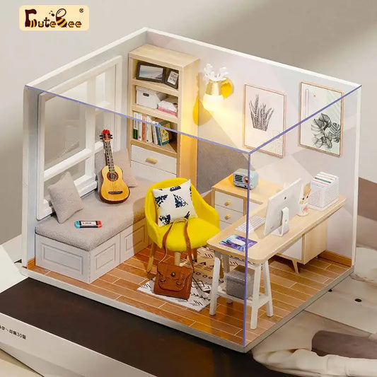 Miniaturowy domek Słoneczny pokój – zestaw DIY z LED – gotowy model