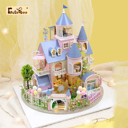 Miniaturowy domek Zamek wróżek – zestaw DIY z LED – gotowy model