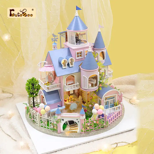 Miniaturowy domek Zamek wróżek – zestaw DIY z LED – gotowy model