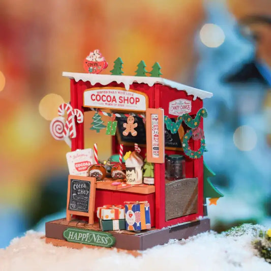 Miniaturowy domek Sklep z kakao – zestaw DIY z LED – gotowy model