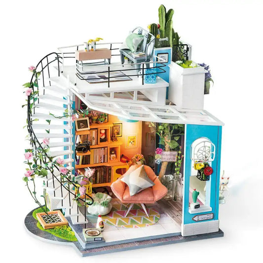 Miniaturowy domek Loft Dory – zestaw DIY z LED – gotowy model