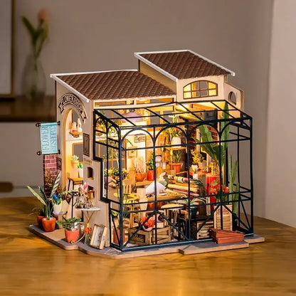 Miniaturowy domek Kwiaciarnia Emily – zestaw DIY z LED – gotowy model
