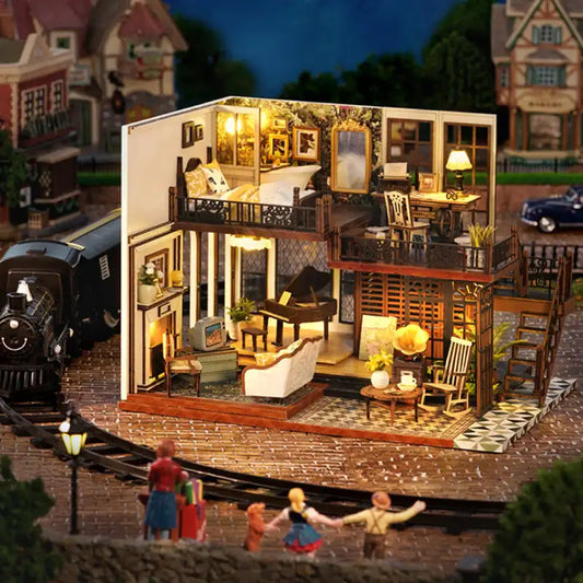 Miniaturowy domek Ślad czasu – zestaw DIY z LED – gotowy model