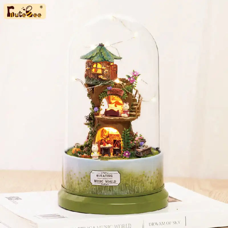 Miniaturowy domek Leśna fantazja – zestaw DIY z LED – gotowy model