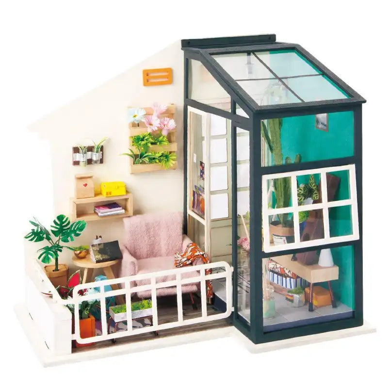 Miniaturowy domek Balkon Hannah – zestaw DIY z LED – gotowy model